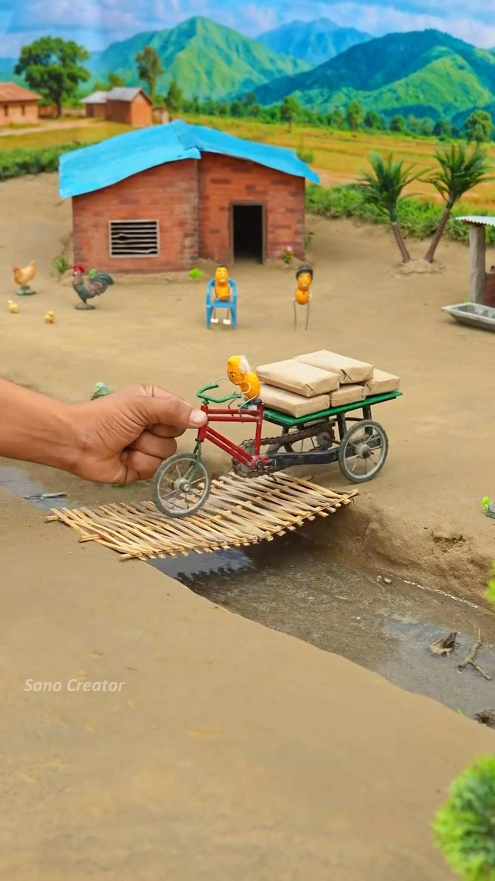 Mini wood bridge #miniature #village #reels