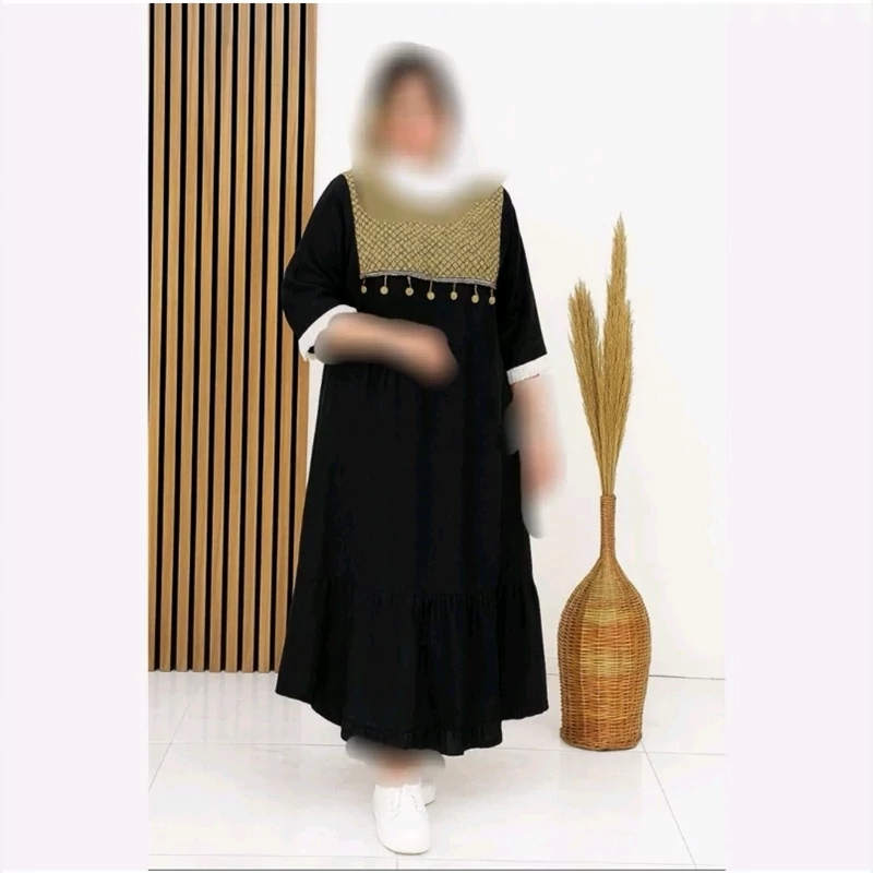 کفتان مشکی سورن دوزی زنانه عبایی دخترانه مناسب سایز38تا48 جنس بازپس دو نخ مرغوب، تصویر ۱