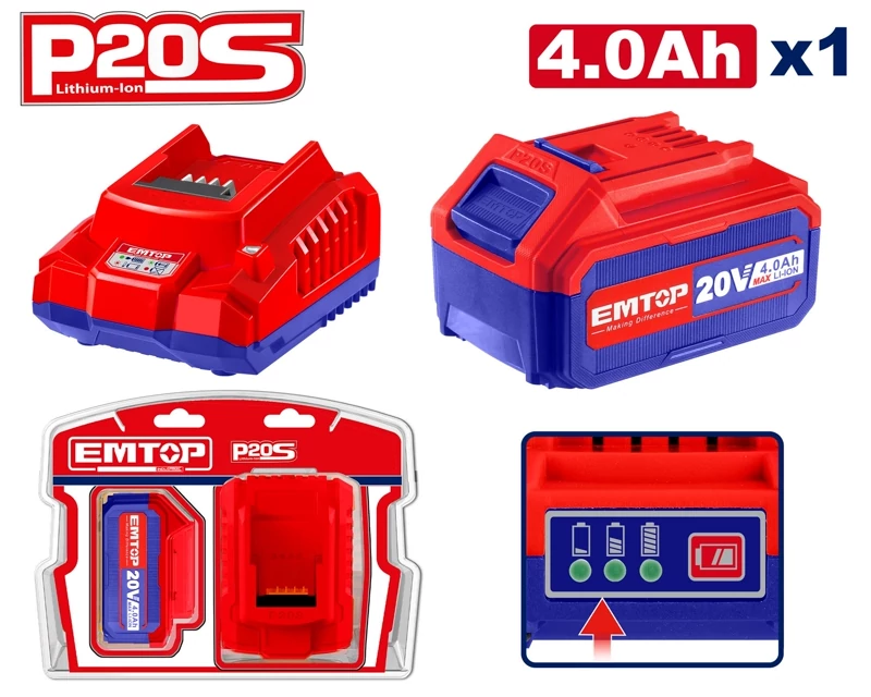 کیت باتری و شارژر لیتیم-یونی EMTOP مدل ELBCPK1214 P20S آوانور-پس کرایه، تصویر ۱