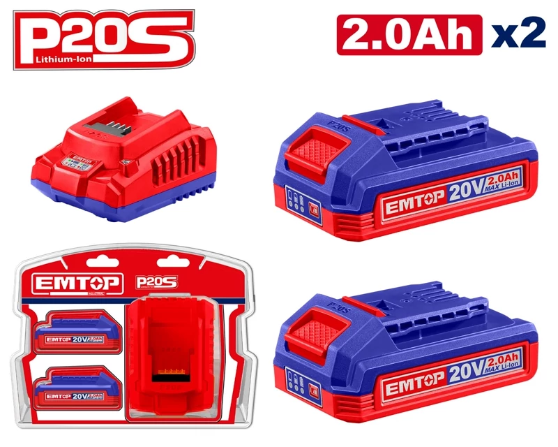 کیت باتری و شارژر لیتیم-یونی EMTOP مدل ELBCPK1222 P20S آوانور-پس کرایه، تصویر ۱