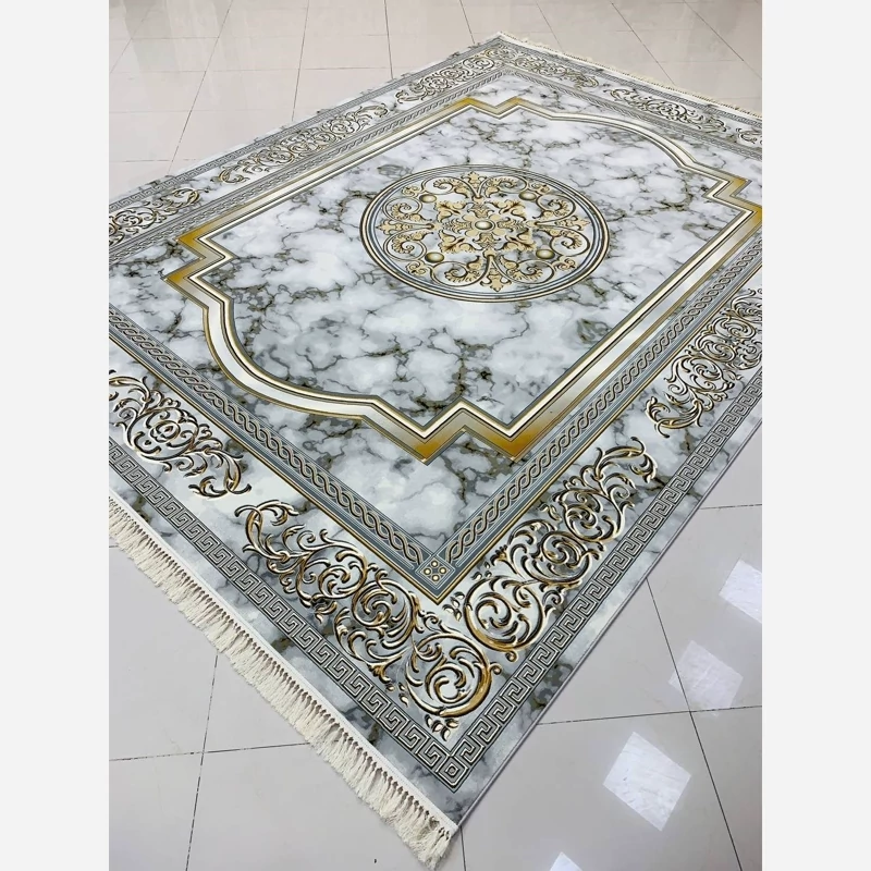 قالی12متری،1200شانه آکرلیک،تراکم3600،کف ساده،هلن سیلور(طبق سفارش مشتری)، تصویر ۱