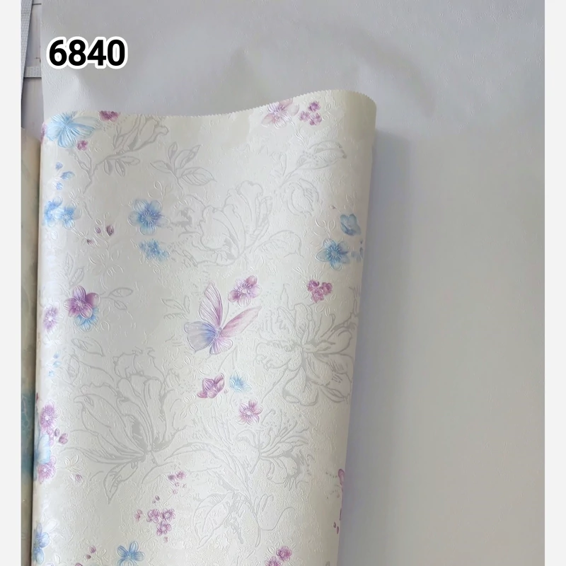 کاغذ دیواری ماشروم طرح پروانه بنفش و مکمل کد 6840 پس کرایه، تصویر ۱
