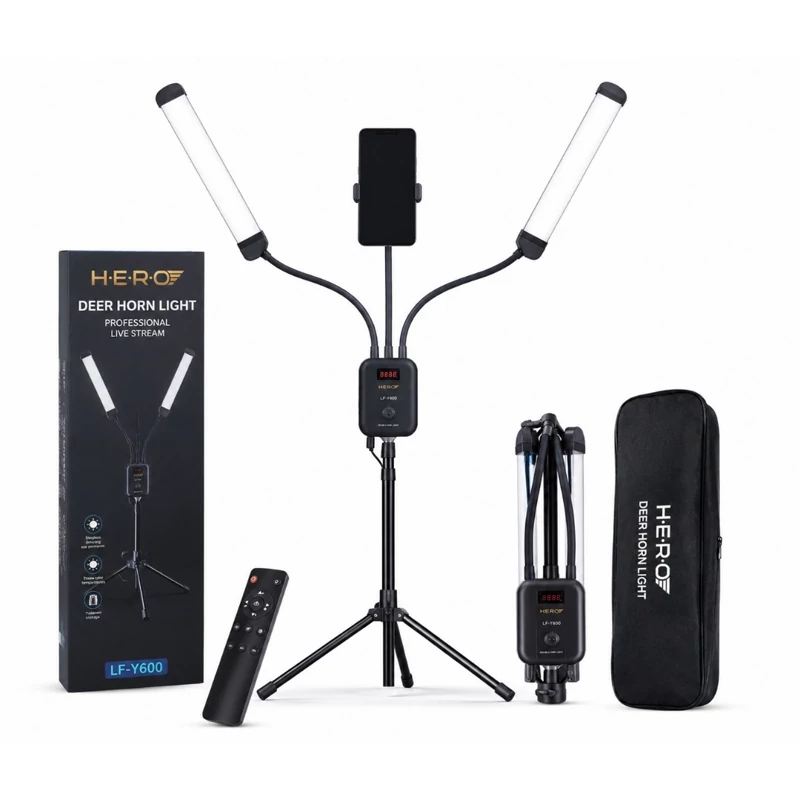 نور بازویی ال ای دی ( شاخه گوزنی ) مدل Hero HR-112 Dual LED همراه سه پایه تاشو ( مناسب تتو ، تولید محتوا ، میکاپ..)، تصویر ۱
