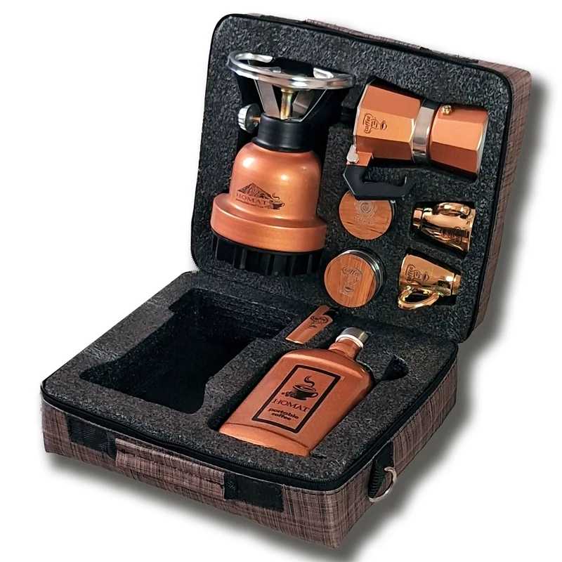 کیف پک قهوه ساز حمات رنگ مسی مدل t12d copper هدایای سازمانی 12 پارچه وسفری، تصویر ۱